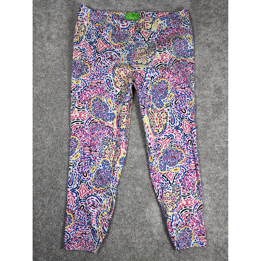 Cappagallo Womens Pants Size 12 White Multi‎ Color Paisley Print Casual Cropped